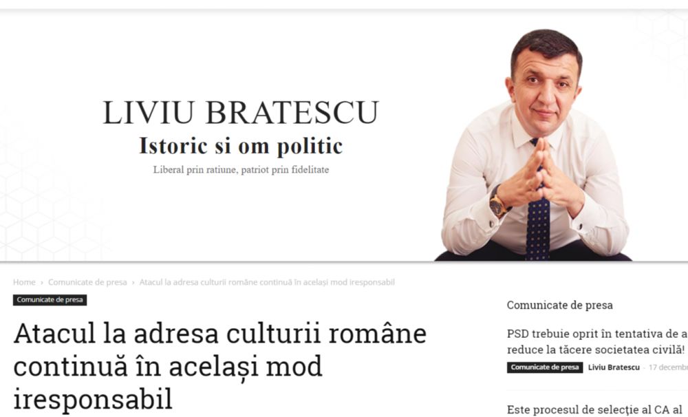 Liviu Brătescu, istoric: Atacul la adresa culturii române continuă în același mod iresponsabil
