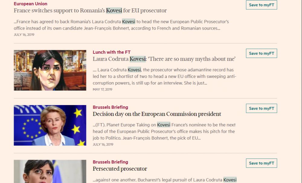 Financial Times: Franța o susține pe Kovesi la șefia Parchetului UE