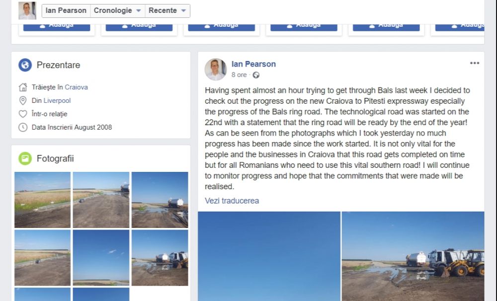 Minciuna drumului expres Craiova - Pitești. Președintele Ford România a fotografiat așa-zisul șantier