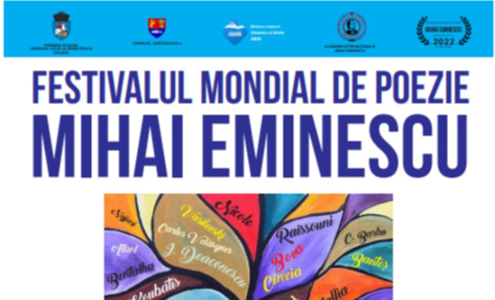 Poeți din peste 20 de țări vin în Craiova pentru a-l omagia pe Eminescu. Festivalul Mondial de Poezie „Mihai Eminescu” 17-22 iunie 2022