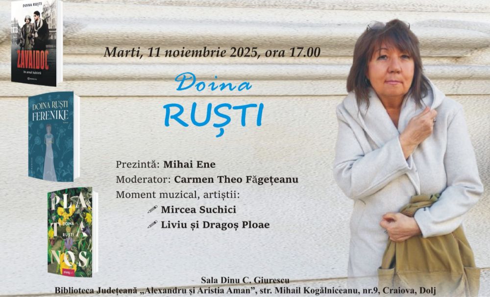 Prozatoarea Doina Ruști, întâlnire cu cititorii craioveni la Biblioteca Aman