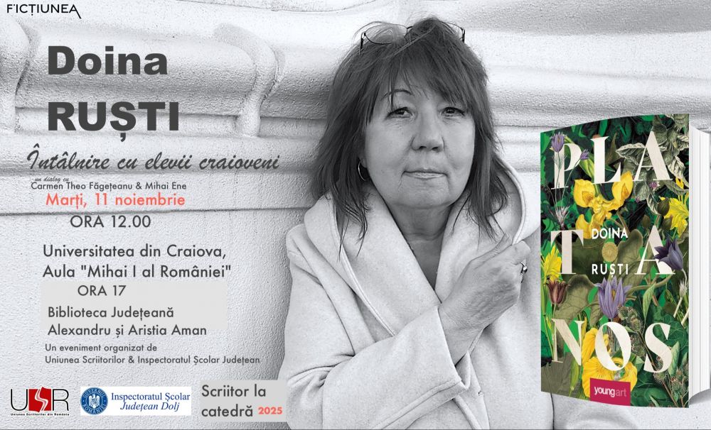 Prozatoarea Doina Ruști, trei întâlniri cu cititorii craioveni și o lansare de carte la Biblioteca Aman