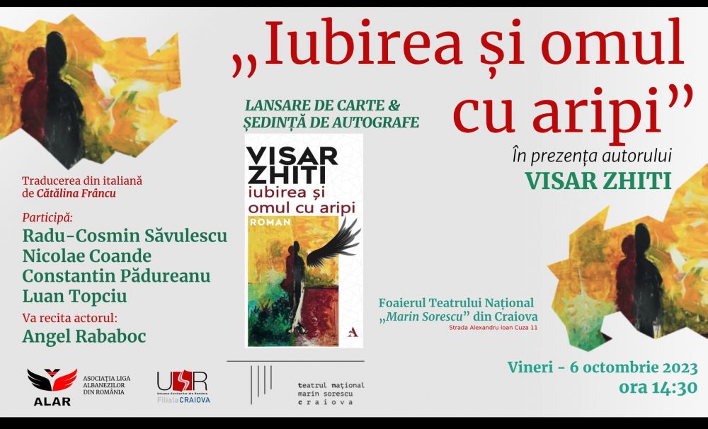 Scriitorul albanez Visar Zhiti revine în Craiova cu o nouă lansare de carte