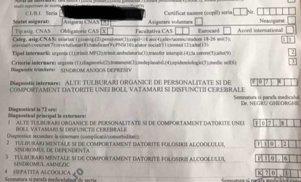 SINDROM ANXIOS DEPRESIV Criminalul din Caracal a fost internat 11 zile, în 2010, la psihiatrie